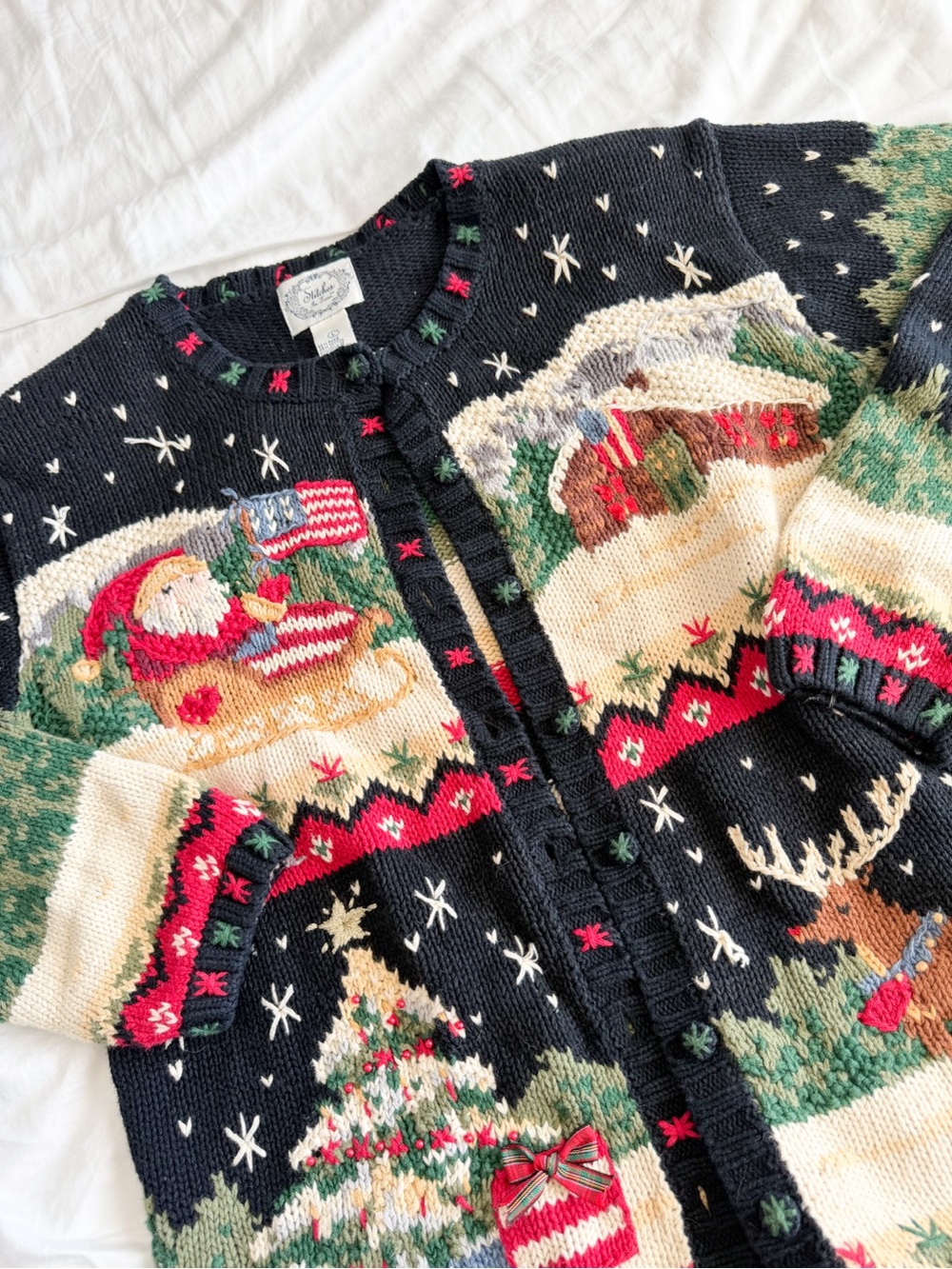 Vintage Stitches in Time Navy Christmas Cardigan